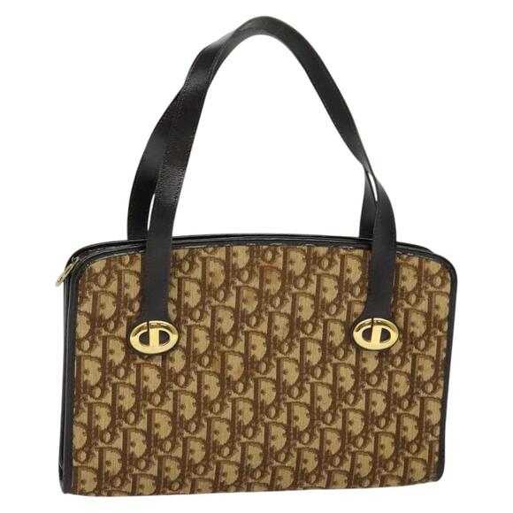 DIOR Trotter Canvas Hand Bag Brown Gold - Picture 1 of 12